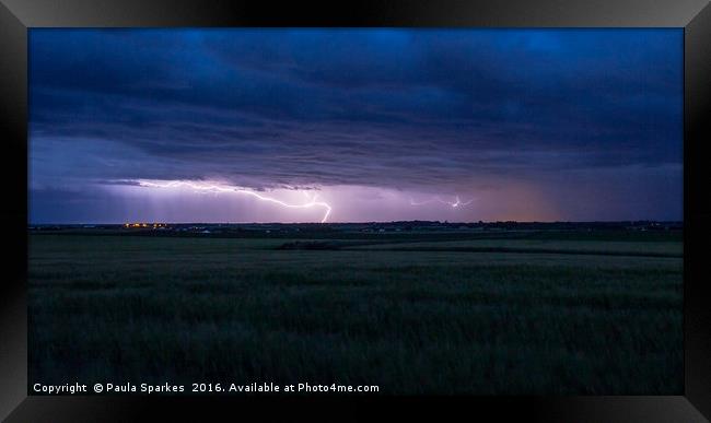 Lightening strike!  Framed Print by Paula Sparkes