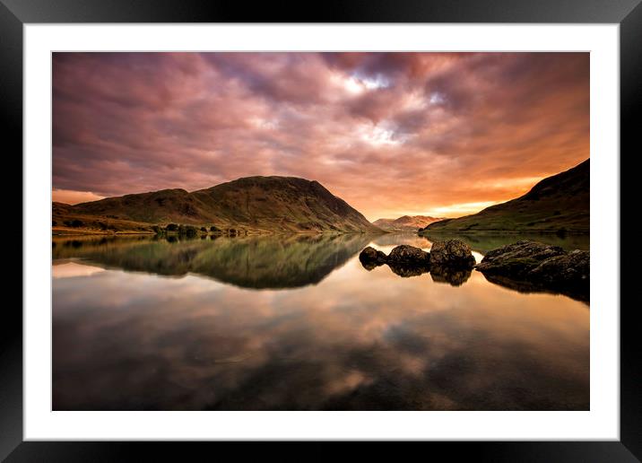 Crummock reflection Framed Mounted Print by Paul Bullen