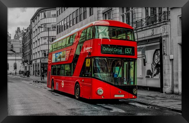 Red London Bus, London, Oxford Street,  Framed Print by Bhupendra Patel