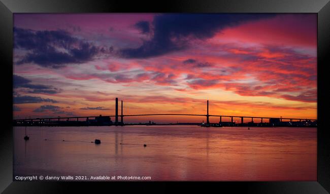 Sunset over the Queen Elizabeth Bridge, Kent  Framed Print by Danny Wallis