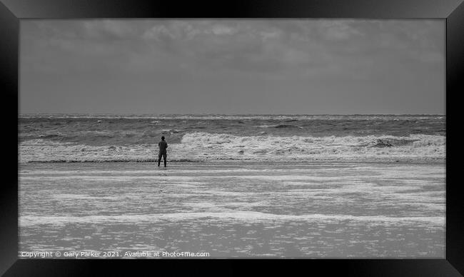 Lone Fisherman Framed Print by Gary Parker