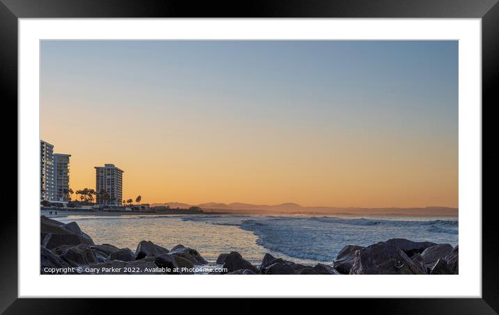 Coronado Beach Sunrise Framed Mounted Print by Gary Parker