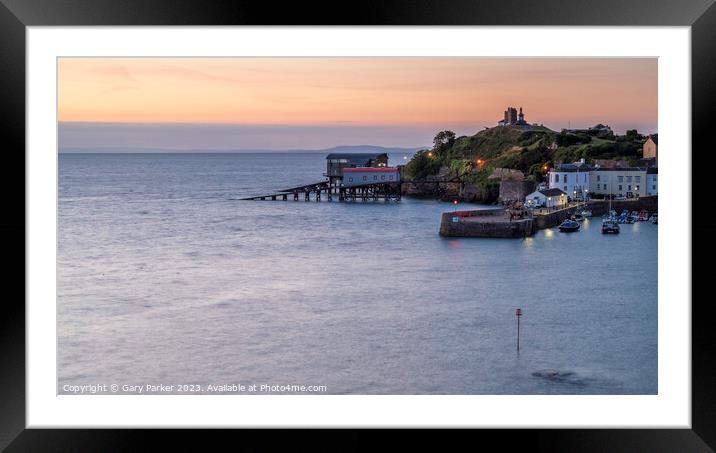 Tenby harbour and lifeboat station at sunrise Framed Mounted Print by Gary Parker
