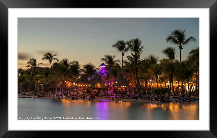 A beach bar on the shores of Curacao, the Caribbean Framed Mounted Print by Gary Parker