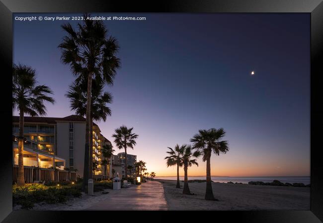 A beach path on Coronado beach, San Diego, at sunrise.  Framed Print by Gary Parker
