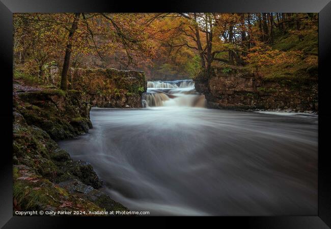 Autumn Waterfall Framed Print by Gary Parker