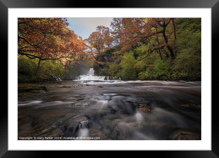 Autumn Waterfall Framed Mounted Print by Gary Parker