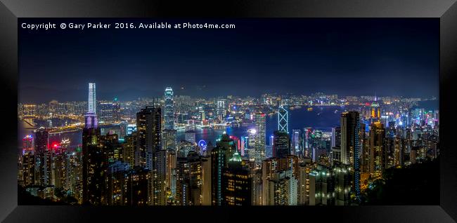 Victoria harbor at night Framed Print by Gary Parker