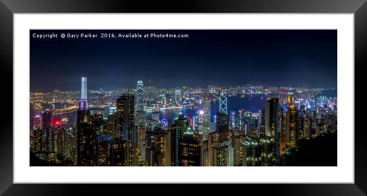 Victoria harbor at night Framed Mounted Print by Gary Parker