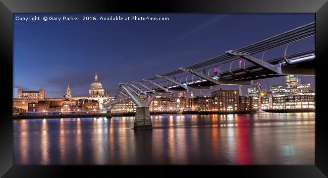St Paul's Cathedral and the Millennium Bridge Framed Print by Gary Parker