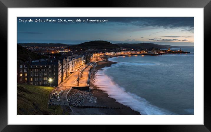 Aberystwyth Promenade in the evening, Wales  Framed Mounted Print by Gary Parker
