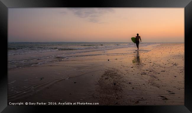 Late Summer Surfer Framed Print by Gary Parker