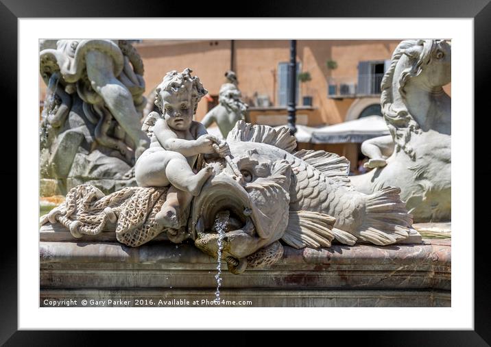 Fountain of Neptune - Rome Framed Mounted Print by Gary Parker