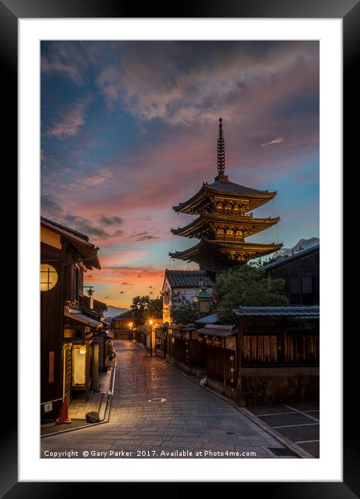 Japanese Pagoda, at sunset Framed Mounted Print by Gary Parker