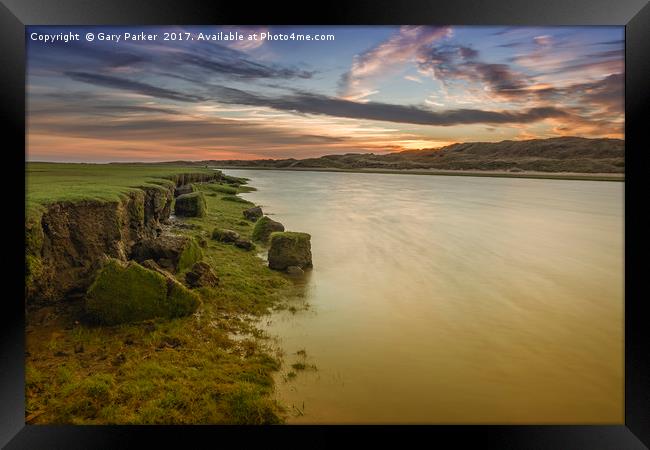 The river Ogmore, south Wales, at sunset.  Framed Print by Gary Parker