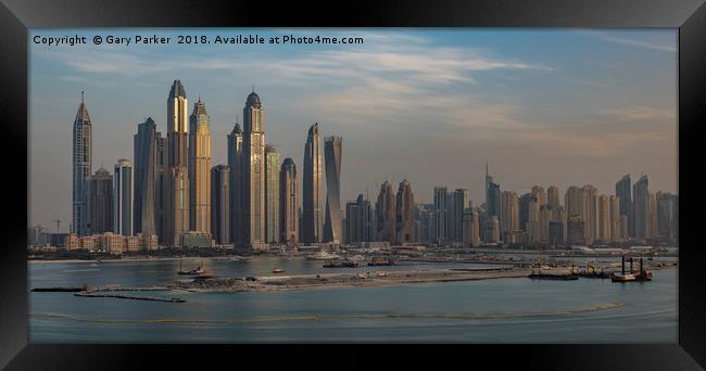 Dubai Marina Skyline Framed Print by Gary Parker