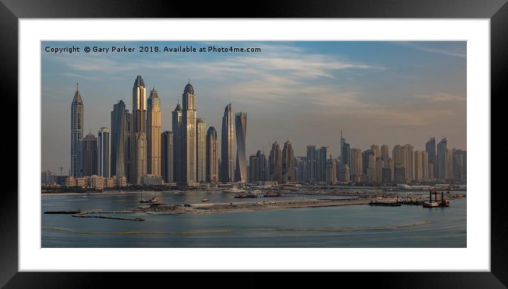Dubai Marina Skyline Framed Mounted Print by Gary Parker