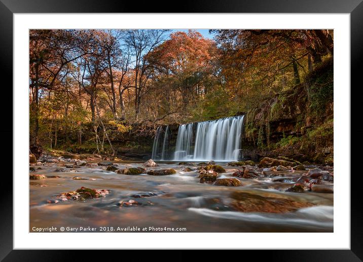 Waterfall in the Autumn Framed Mounted Print by Gary Parker