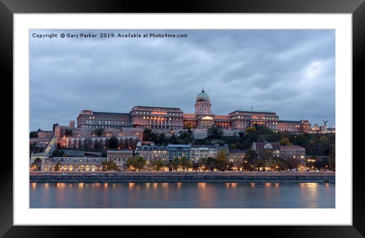 Buda Castle, overlooking the Danube, in Budapest Framed Mounted Print by Gary Parker