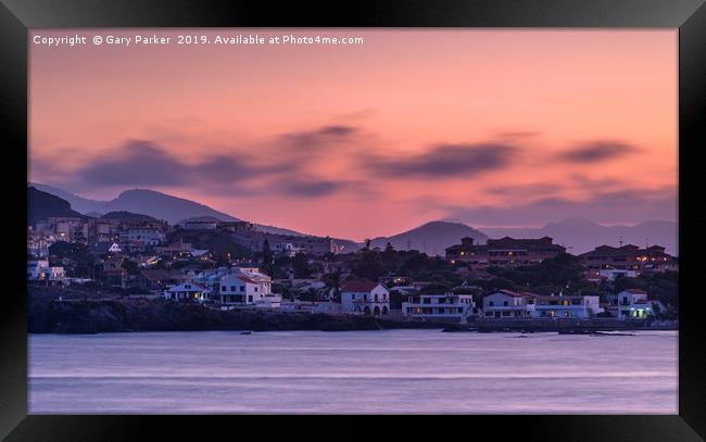 Spanish Coastal Sunset Framed Print by Gary Parker