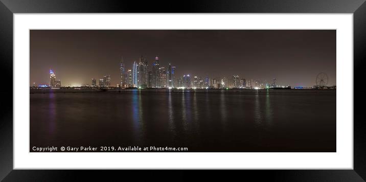 Skyscrapers of Dubai Marina at night  Framed Mounted Print by Gary Parker