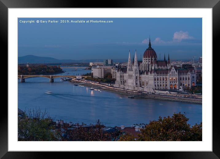 Budapest Parliament building, in the early evening Framed Mounted Print by Gary Parker