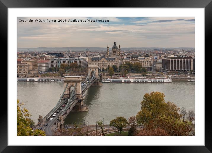 Szechenyi chain bridge budapest, on the Danube Framed Mounted Print by Gary Parker
