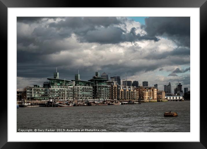 A stormy day on the river Thames, London Framed Mounted Print by Gary Parker