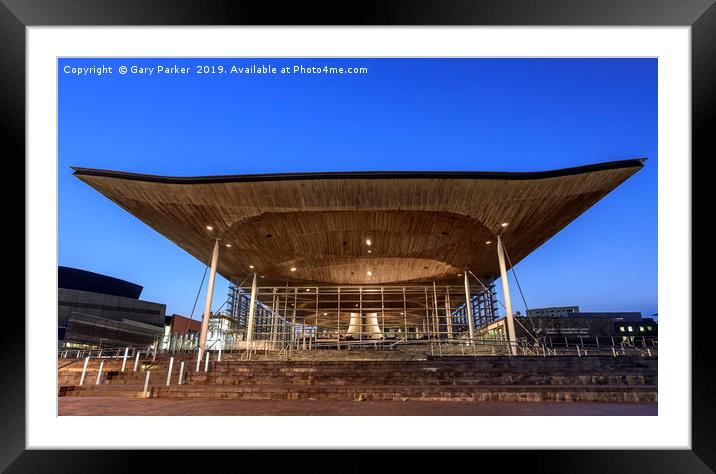 The Senedd, in Cardiff Bay, at sunrise Framed Mounted Print by Gary Parker