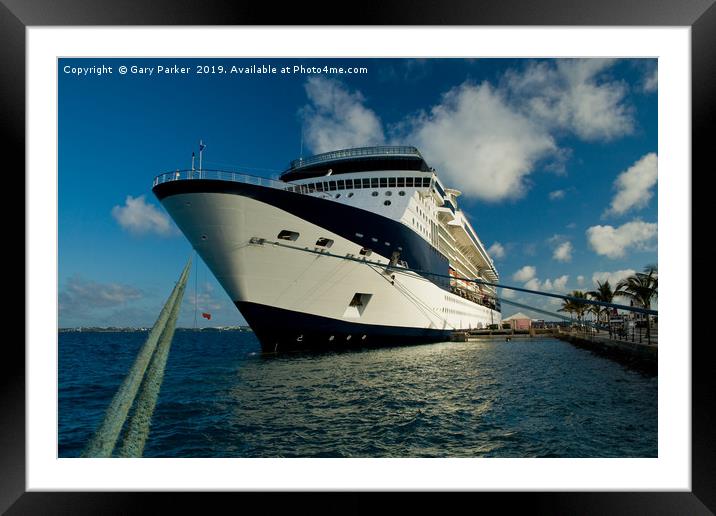 A large cruise ship docked in Bermuda  Framed Mounted Print by Gary Parker