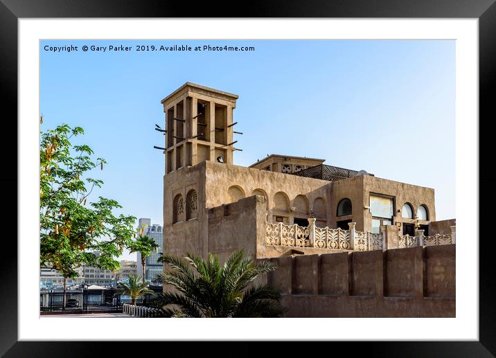 Old buildings in the Bastakia quarter, Dubai. Framed Mounted Print by Gary Parker