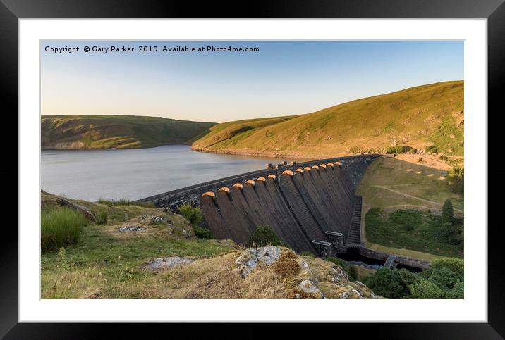 Claerwen Reservoir and dam, in the Elan Valley Framed Mounted Print by Gary Parker