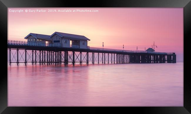 Penarth Pier, Cardiff, at sunrise Framed Print by Gary Parker