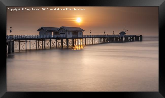 Penarth Pier, Cardiff, at sunrise  Framed Print by Gary Parker