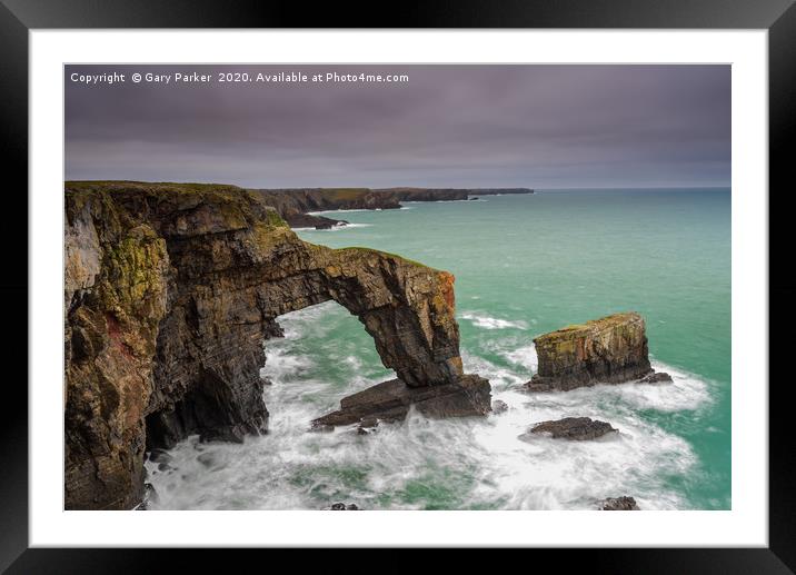 The Green Bridge of Wales. Pembrokeshire. Framed Mounted Print by Gary Parker