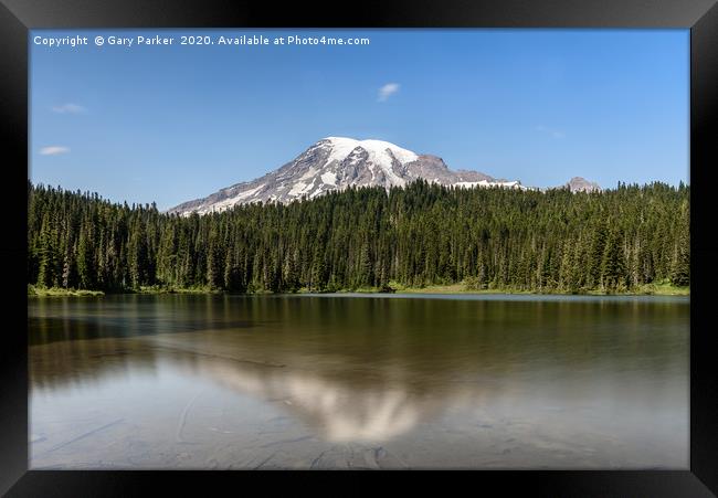 Mount Rainier reflection lake Framed Print by Gary Parker