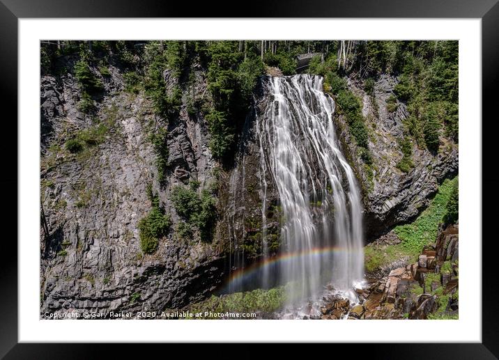 Narada Falls, in Mount Rainier National Park. Framed Mounted Print by Gary Parker