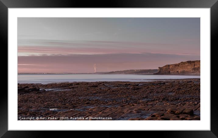 Rock formations on the shoreline of South Wales  Framed Mounted Print by Gary Parker