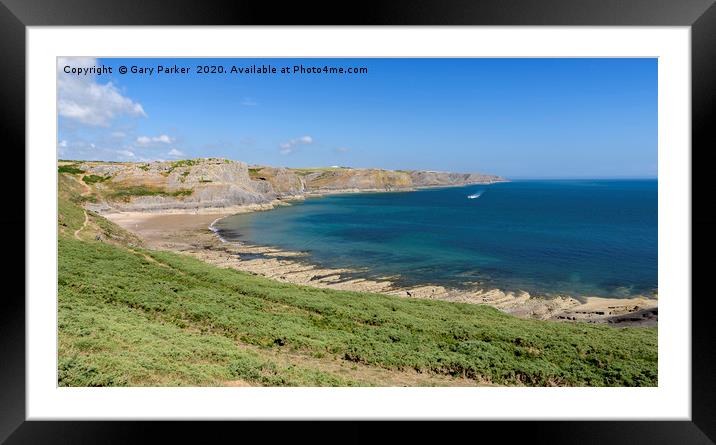 A sweeping bay, on the South Wales coast of Wales Framed Mounted Print by Gary Parker