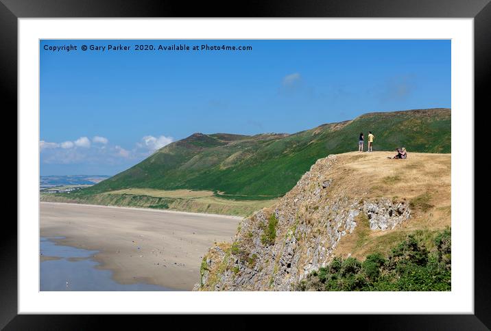 Rhossili Bay, the Gower, Wales, on a sunny day  Framed Mounted Print by Gary Parker