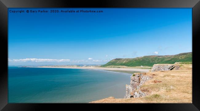 Rhossili Bay, Wales, from the Welsh coastal path Framed Print by Gary Parker