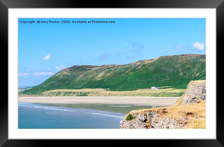 Rhossili Bay, Wales, on a summers day  Framed Mounted Print by Gary Parker