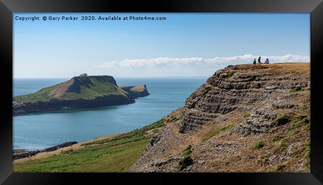 Worms Head, from the Wales Coastal Path.  Framed Print by Gary Parker