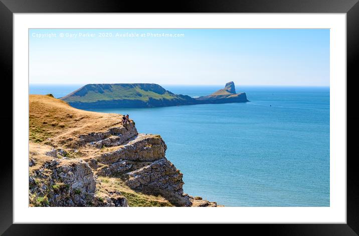 Worms Head, from the Wales Coastal Path.  Framed Mounted Print by Gary Parker