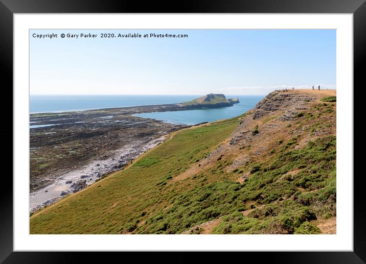 Worms Head, from the Wales Coastal Path.  Framed Mounted Print by Gary Parker