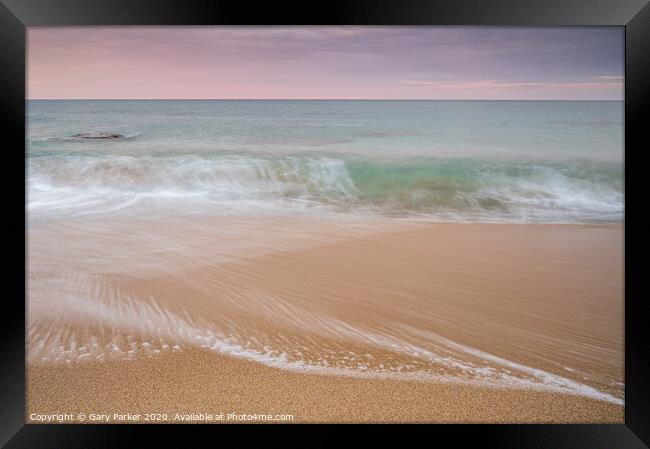 waves on a Mediterranean beach, at sunrise	 Framed Print by Gary Parker