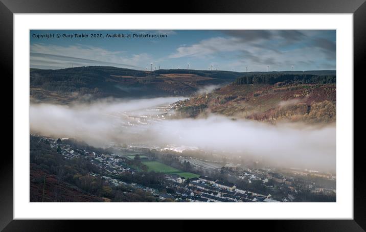 A cloud inversion across the South Wales Rhondda Valley Framed Mounted Print by Gary Parker