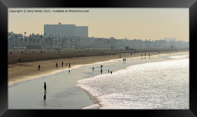 Santa Monica beach, early in the morning Framed Print by Gary Parker