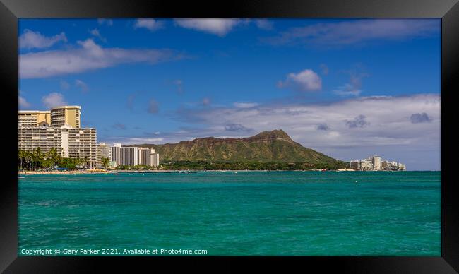 Diamond Head, Waikiki Framed Print by Gary Parker