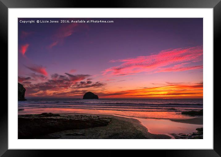 Sunset Beach - Trebarwith Strand Framed Mounted Print by E J T Photography